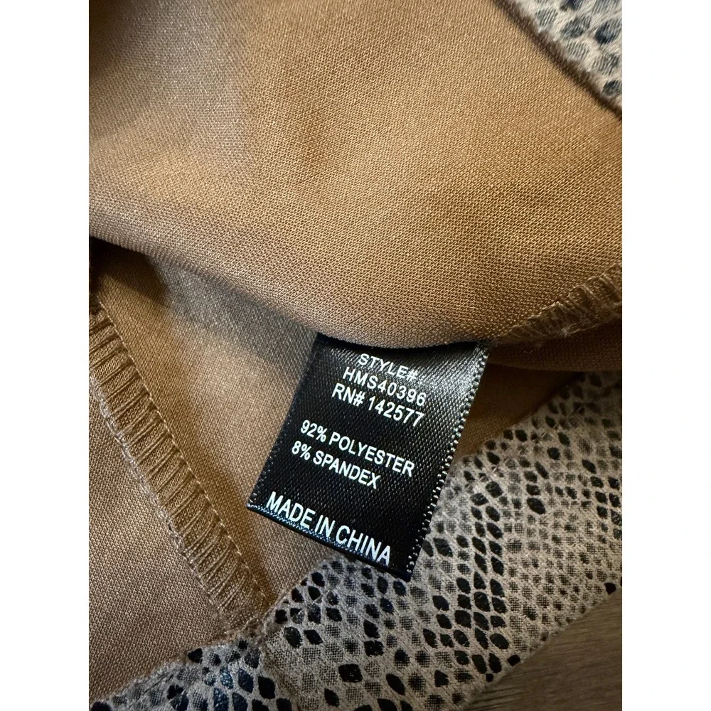 Haute Monde Womens Snakeskin Print Mini Skirt‎ Tan Black Belted HMS40396 Size L